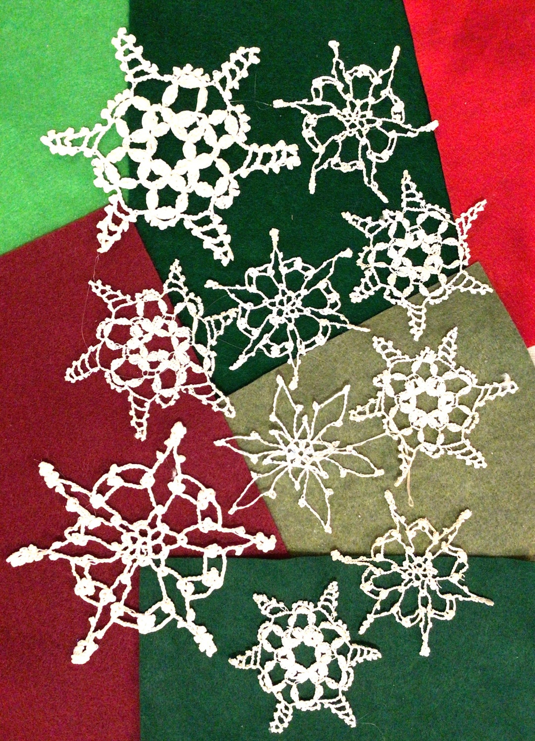 Vintage 10 Hand Crochet Snow Flake Ornaments Etsy