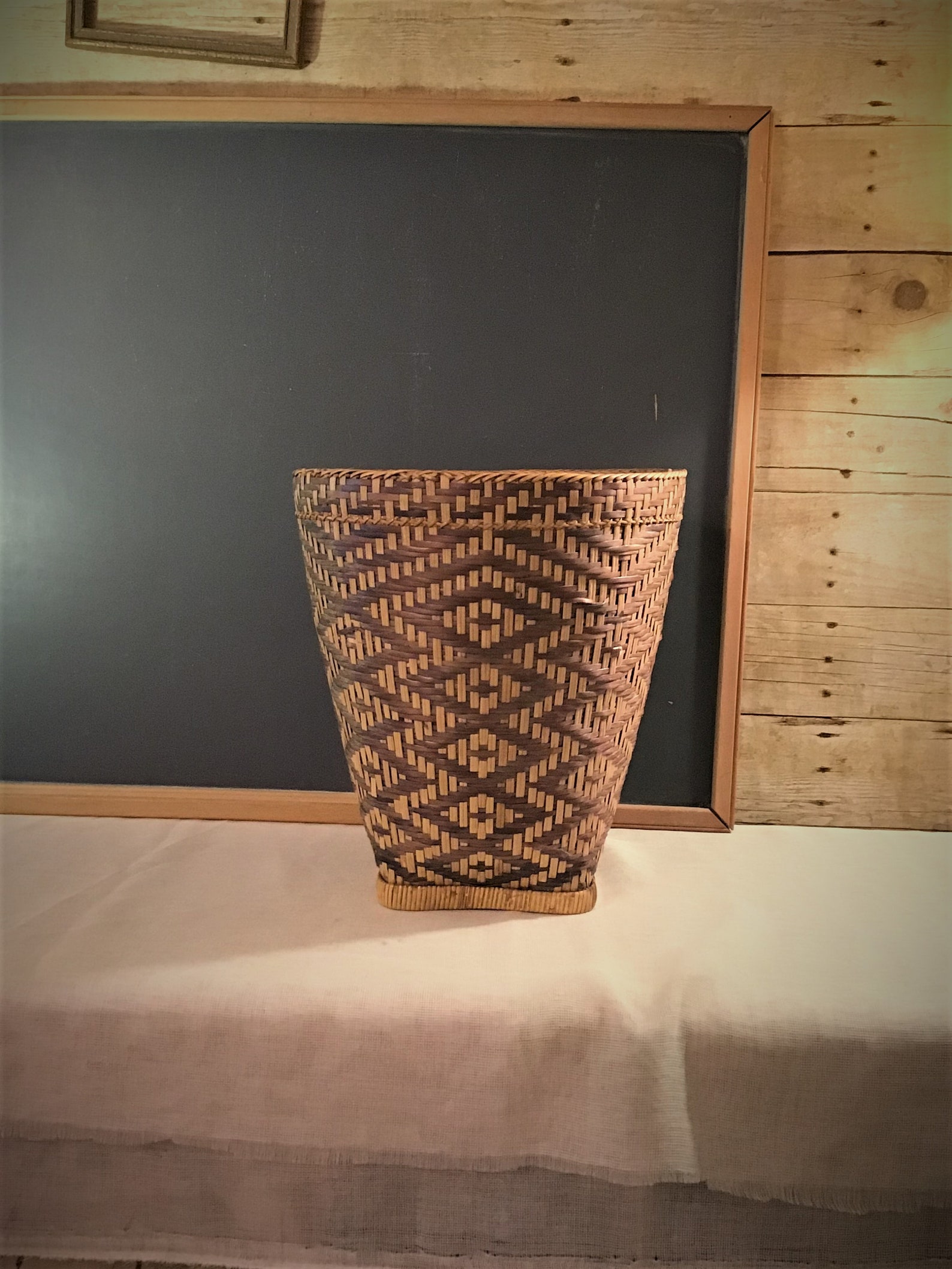 Vintage Wicker Rattan Waste Basket Etsy