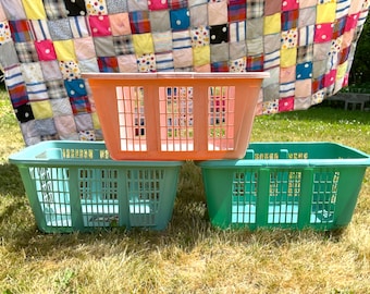 Vintage Rubbermaid Laundry Baskets, rectangle plastic