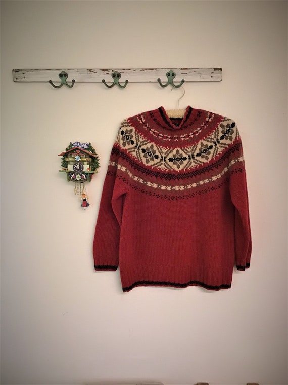 Fair Isle Red Wool Sweater
