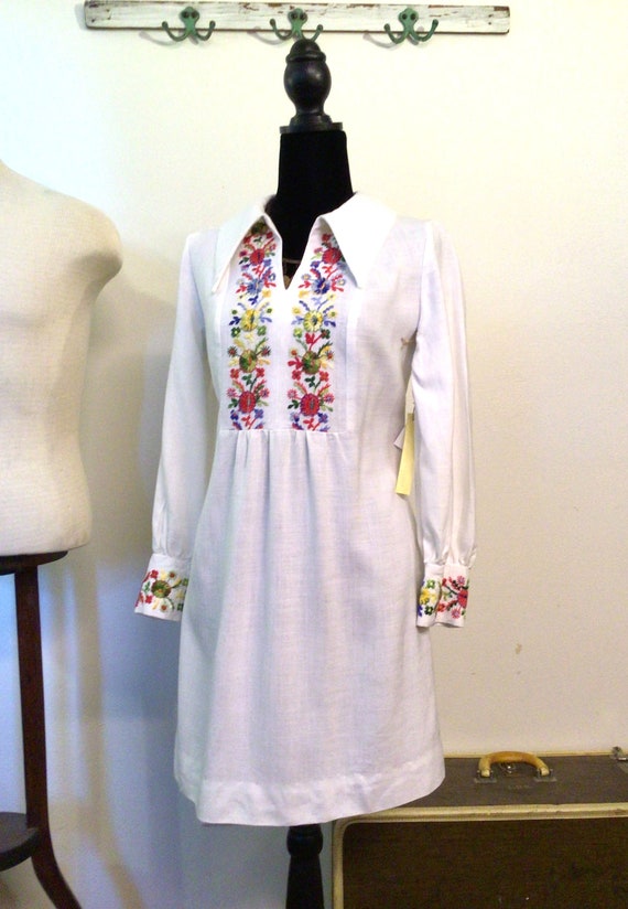 Vintage 70's Handmade Linen Shift Dress