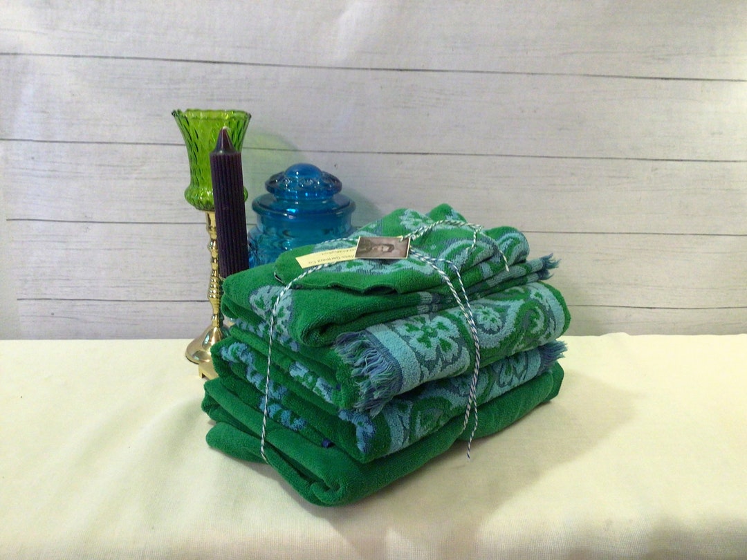 Vintage Fieldcrest Sculpted Towels Set Etsy
