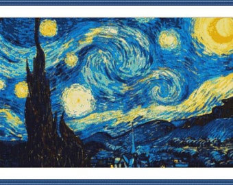 Famous Painting Art Mini Van Gogh Mona Lisa Great Wave Kanagawa Son Of Man  Starry Night Leonardo Da Vinci Cross Stitch Pattern PDF Home Improvement  Craft Supplies \u0026 Tools aloli.ru