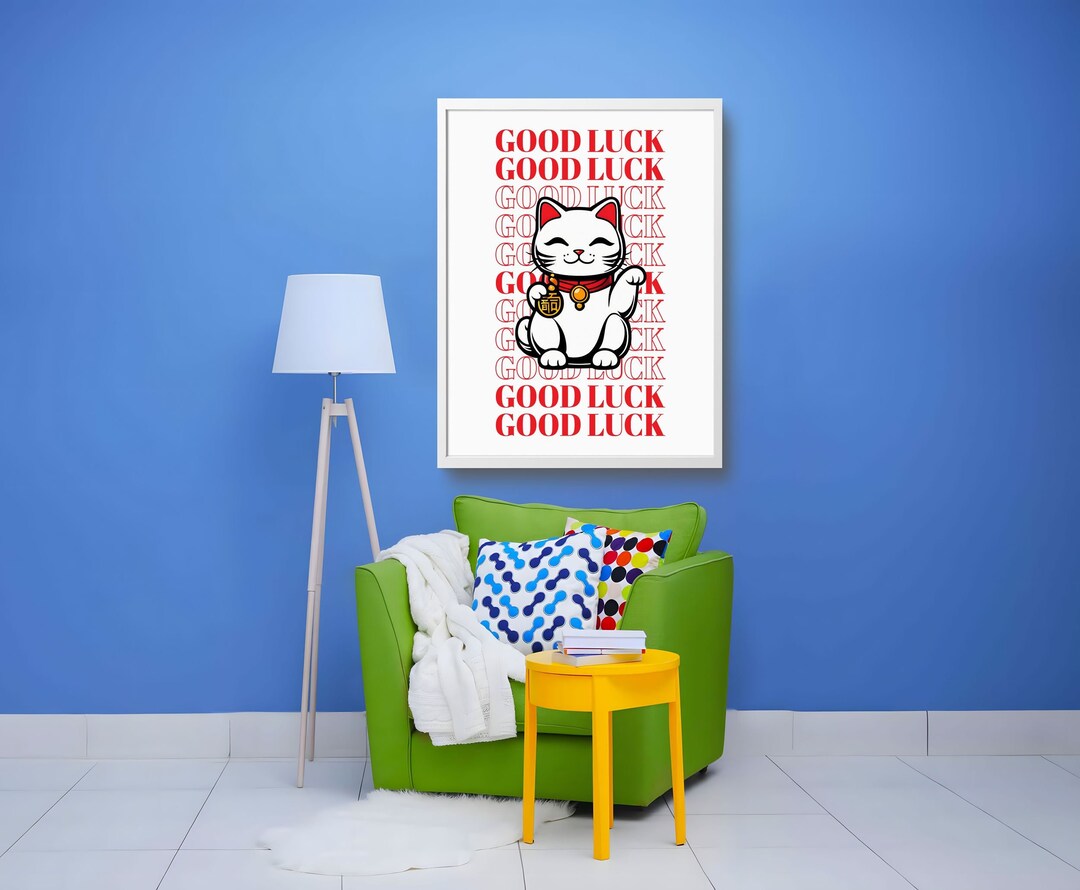 Japanese Lucky Cat Digital Print • Maneki Neko Preppy Room Wall Art ...