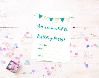 Bunting Birthday Invitation - pack of 10