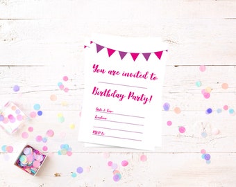 Bunting Birthday Invitation - pack of 10