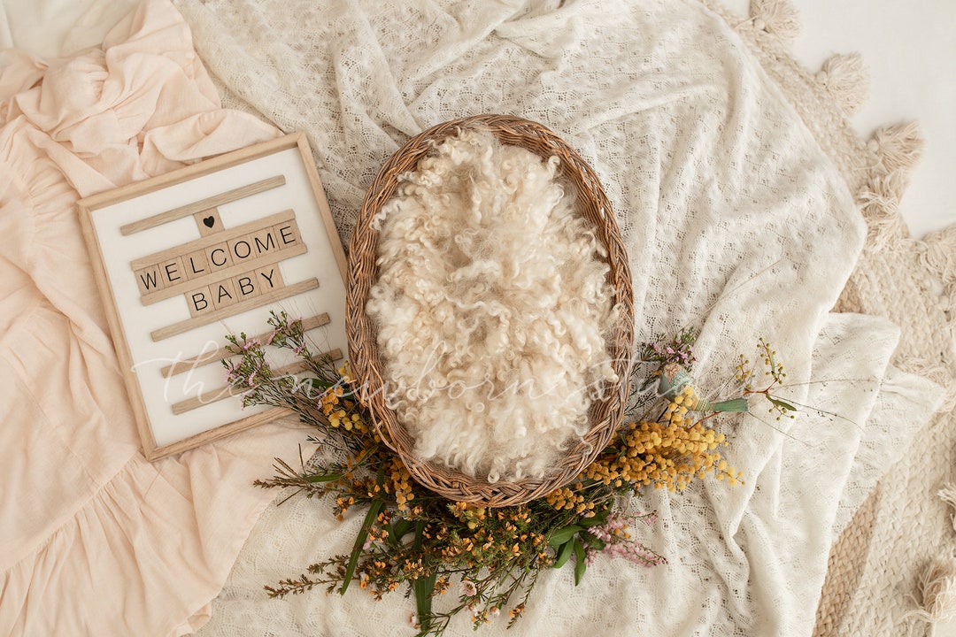 Boho Welcome Baby Newborn Digital Backdrop - Digital Newborn Backdrop ...