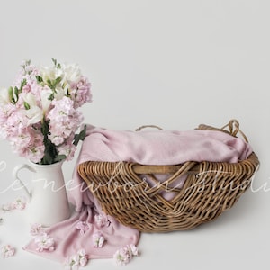 Newborn digital backdrop basket - pink purple white newborn - baby photography digital image - basket pink stocks - newborn digital prop