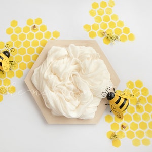 Newborn honeybee honeycomb digital backdrop for photography - Yellow bee digital background - newborn baby photographer image