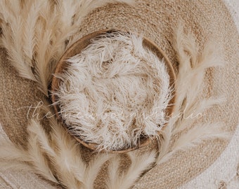 Newborn digital feather bowl backdrop - boho newborn digital image - boho feathers - digital basket - neutral newborn rustic basket