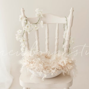 neutral white Newborn chair digital image - Newborn digital composite backdrop background - digital composite floral