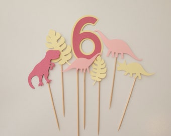 Dinosaur cake topper | pink yellow dinosaur | Dino theme party styling | green blue dinosaur | cupcake topper | birthday cake name