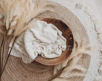 Newborn digital backdrop - Newborn timber bowl digital image - boho feathers jute - digital basket - neutral newborn rustic basket