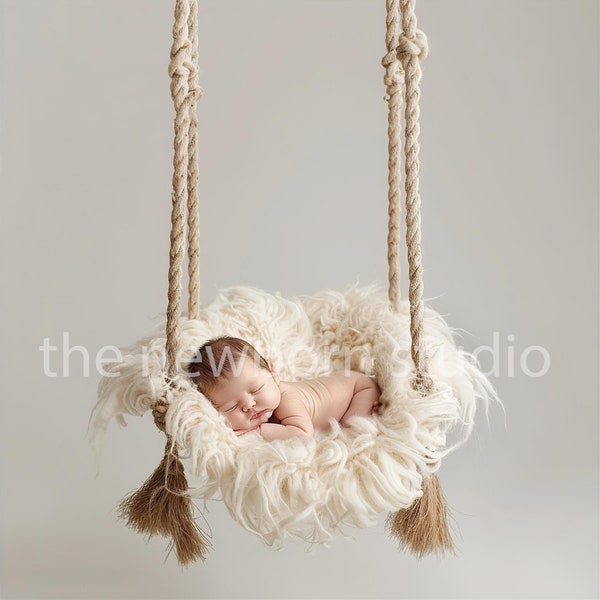 Newborn Swing Composite - Simple Gender Neutral Newborn Digital Backdrop for Photographers - Newborn Digital composite rope swing Background