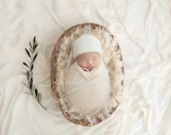 Newborn digital background - Natural white green olive leaf digital composite - baby digital image - simple digital image
