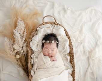 BOHO_Evie Basket_Newborn Digital backdrop - Digital backdrop for photographers - Boho white neutral background - Boho newborn digital image