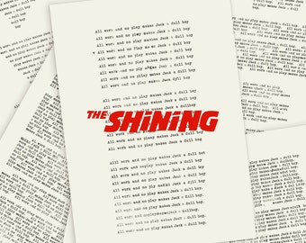 No Import Fees｜Shining prop: The 18 first "All work and no play makes Jack a dull boy" pages by Jack Torrance