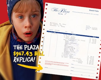 No Import Fees｜LIMITED EDITION｜The Plaza Hotel Folio Guest Bill from "Home Alone 2"