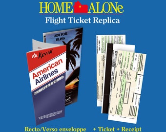 The Kevin McCallister Flight TICKET + American Airlines ENVELOPPE + Reservation RECEIPT from "Home Alone"!