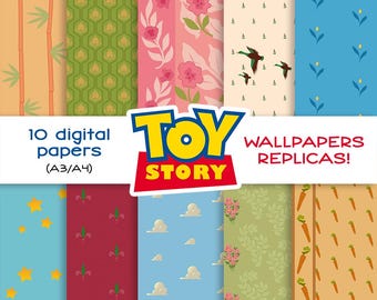 10 Printable Patterns from TOY STORY — Wallpapers Replicas from Andy and Sid’s Houses! — Instant download for Scrapbooking and Paper Designs