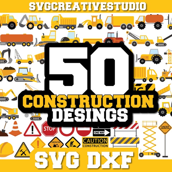 Construction SVG, Trucks Svg, Construction bundle svg, Excavator Svg, Dump Truck Svg, Bulldozer svg Files for Cricut Silhouette