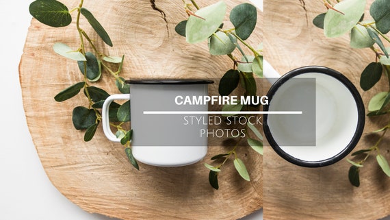 Enamel Campfire Mug Mockup Styled Stock Photo Branding Enamel Campfire Mug Mockup Styled Stock Photo Branding