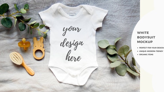 White Bodysuit Mockup Onesie Mockup Baby Bodysuit Etsy