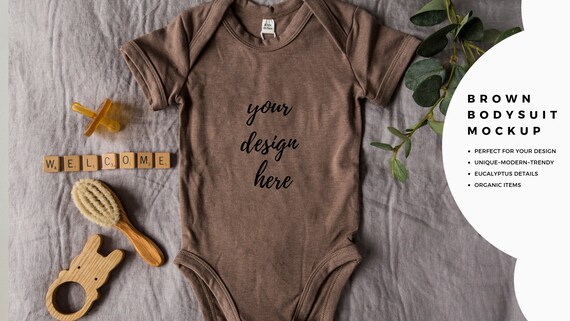 Brown Bodysuit Mockup Onesie Mockup Baby Bodysuit Etsy