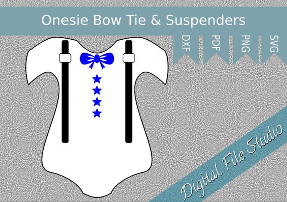 Svg Bow Tie For Onesie Suspenders Silhouette Cricut Cameo Etsy