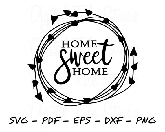 Download Home Sweet Home Svg Home With Wreath Svg Wreath Svg Etsy