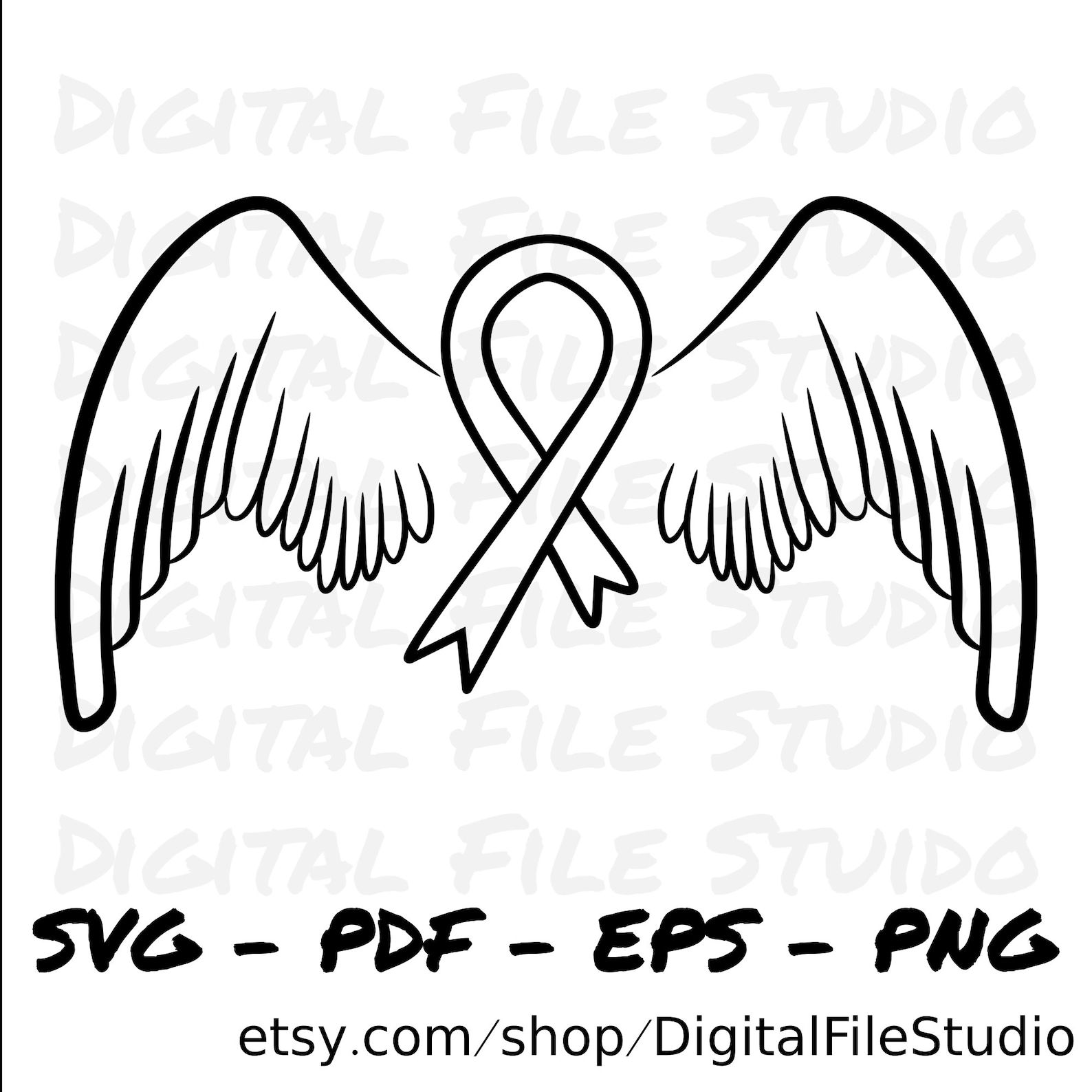 Angel Wings With Ribbon Svg Angle Wings With Ribbon Svg Pdf - Etsy