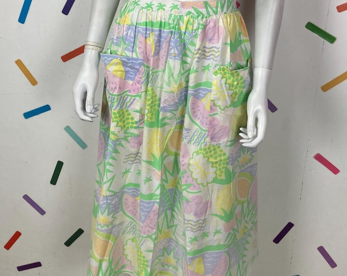 Vintage pastel fruit design skirt size 8/10