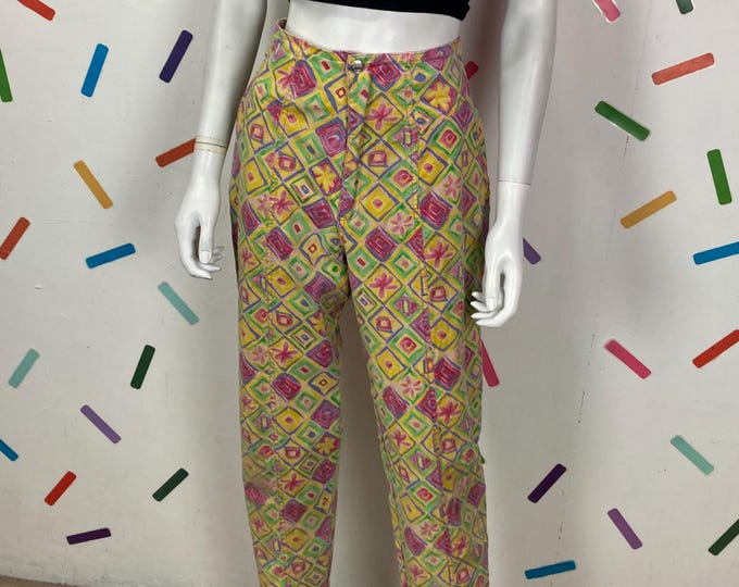 1980s true vintage floral design trousers Size14/16