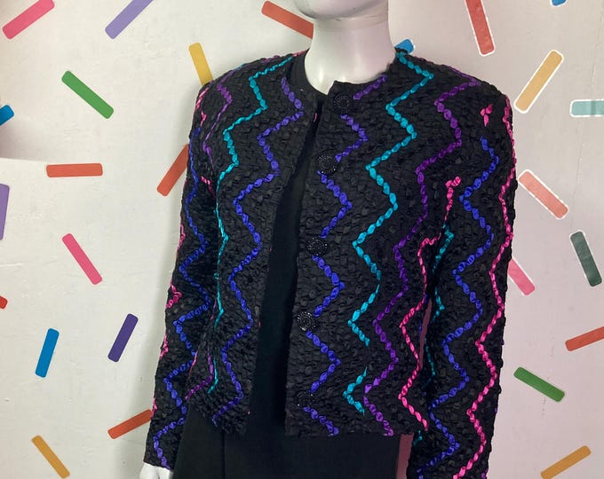 1980s true vintage ribbon design evening jacket Size 12