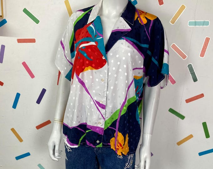 Vintage short sleeve floral abstract design Size  12/14