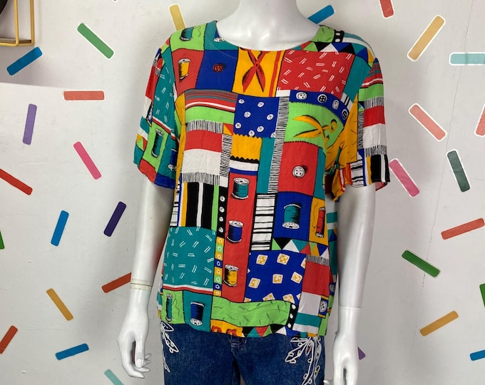 Vintage sewing design short sleeve top Size 12/14