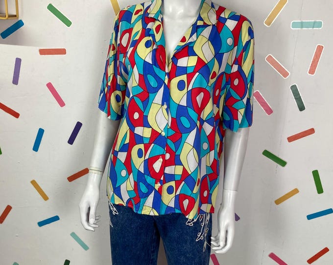 Vintage short sleeve bright blue short sleeve top  Size 14/16