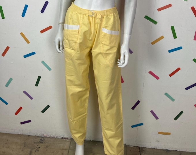 1980s true vintage yellow design trousers Size 8-12