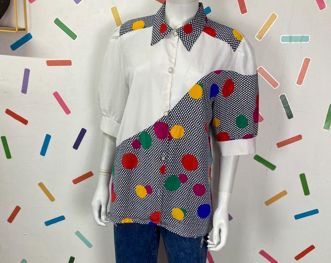 Vintage short sleeve spot design top  Size 14/16