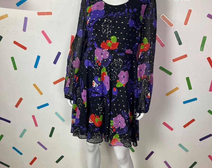 1980s true vintage metallic fleck semi sheer party dress Size 10/12