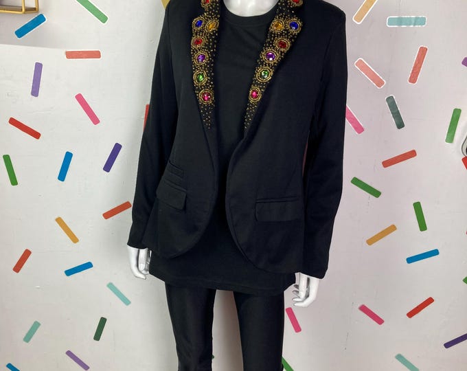 1980s true vintage black Jewel collar blazer size 12/14