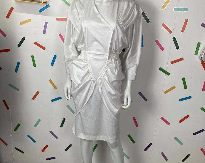 1980s true vintage sash detail white dress size 10
