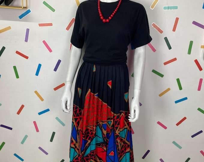 1980s true vintage geometric design midi skirt size 12/14
