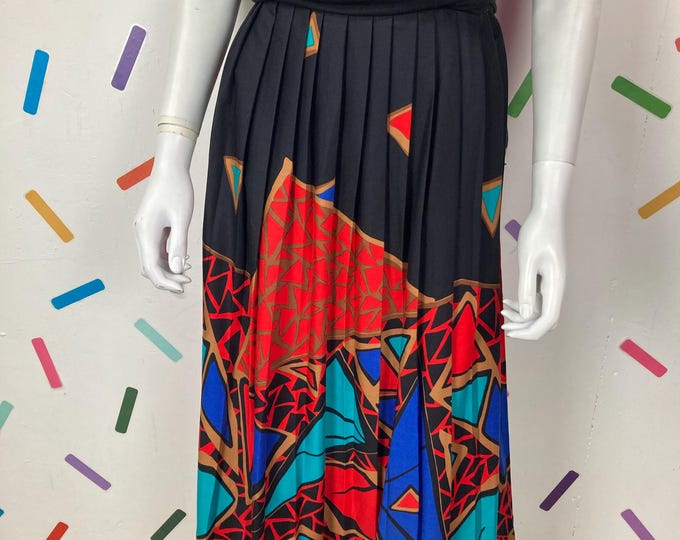1980s true vintage geometric design midi skirt size 12/14