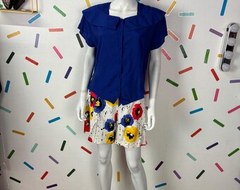 1980s true vintage shorts / top co-ord  set primary colours size 12/14