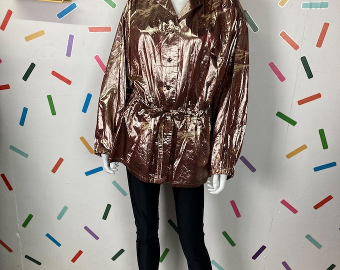 1980s true vintage rose gold peplum blouse / jacket size 16/18