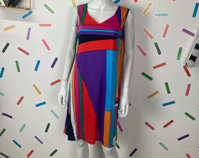 1980s true vintage geo design dress Size 8-12