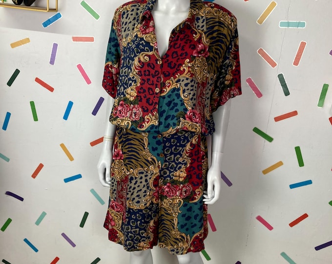 1980s true vintage baroque design maroon playsuit size 14/16