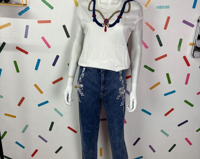 1980s true vintage nautical chain design white t shirt size 8/10