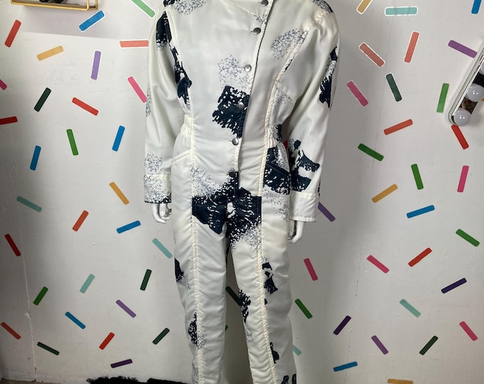 1980s true vintage Laurel light weight ski suit - cream / grey size 10